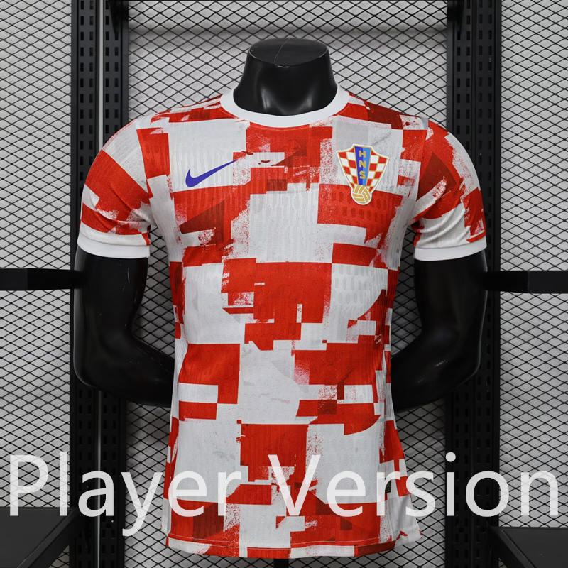 Player Version 26-27 Croatia Red&White Thailand Soccer Jersey AAA-3596