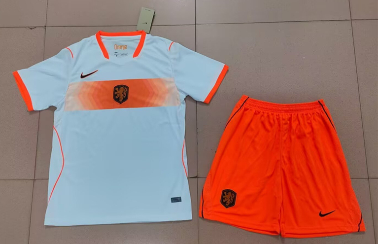 26-27 Netherlands Away White Soccer Uniform-718