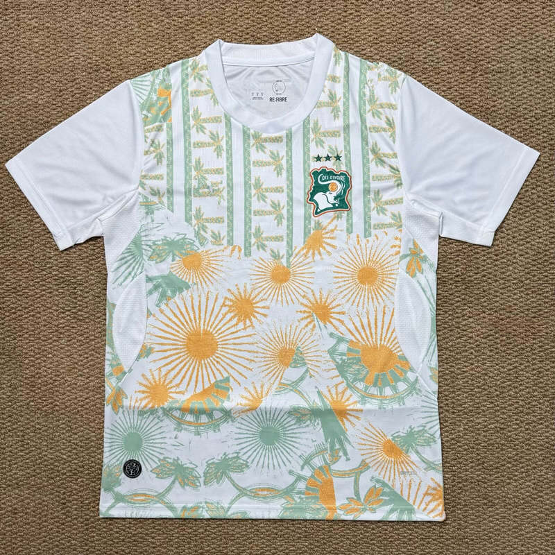 (S-4XL) 26-27 Cote d'Ivoire Away White&Green Thailand  Soccer Jersey AAA-7810