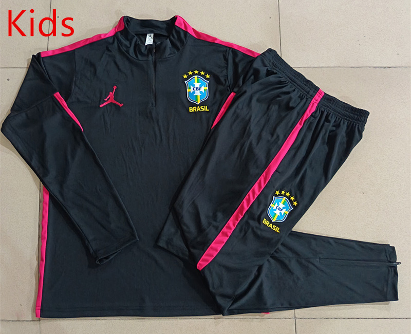 26-27 Brazil Red&Black Kids/Youth Soccer Tracksuit-815