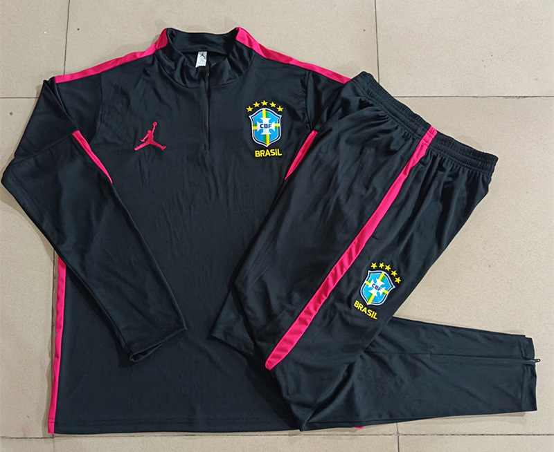 26-27 Brazil Black Thailand Soccer Tracksuit Uniform-815