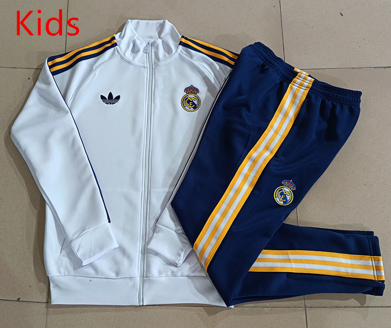 26-27 Real Madrid Royal White Kids/Youth Soccer Jacket Uniform-815