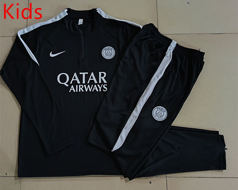 26-27 Paris SG Black Kids/Youth Soccer Tracksuit-815