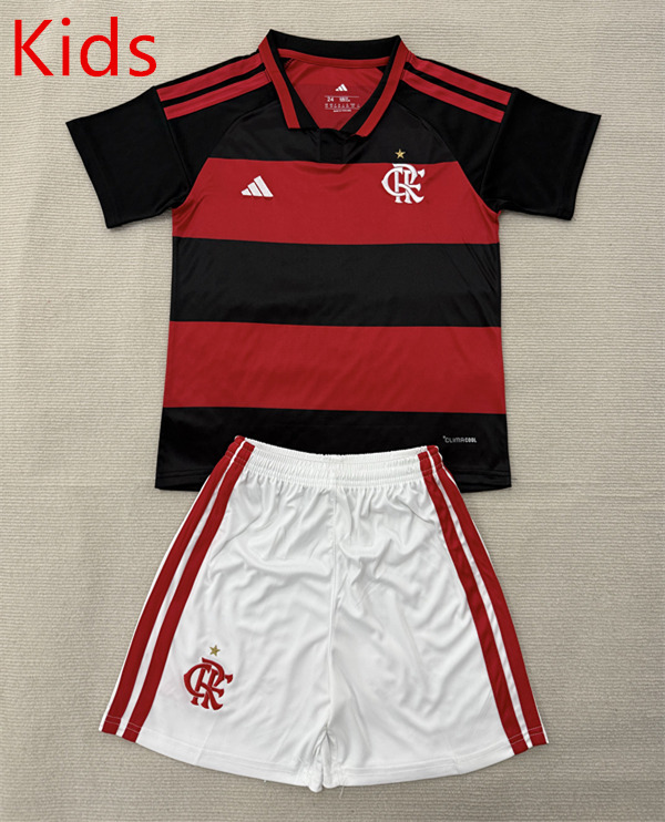 26-27 Flamengo Home Red&Black Kids/Youth Soccer Uniform-AY