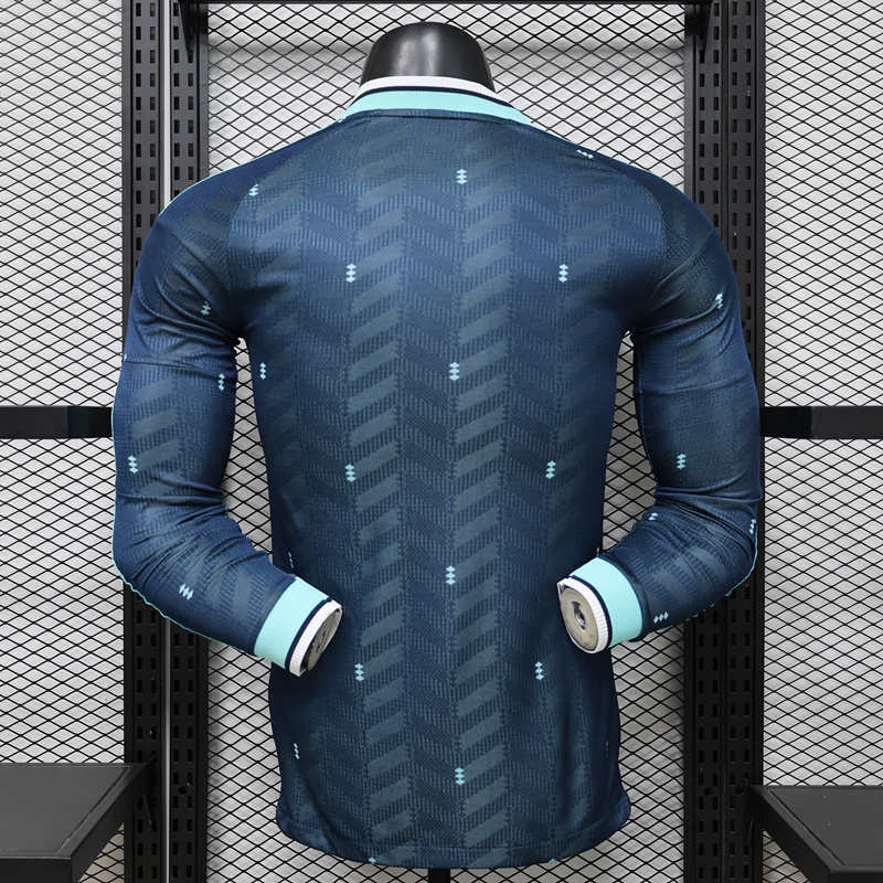 (S-3XL) 26-27 Player Version Germany Away Blue LS Thailand Soccer Jersey AAA-888