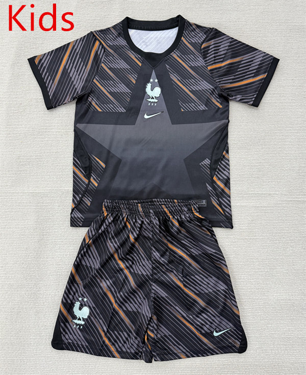 26-27 France Goalkeeper Black Kids/Youth Soccer Uniform-9484