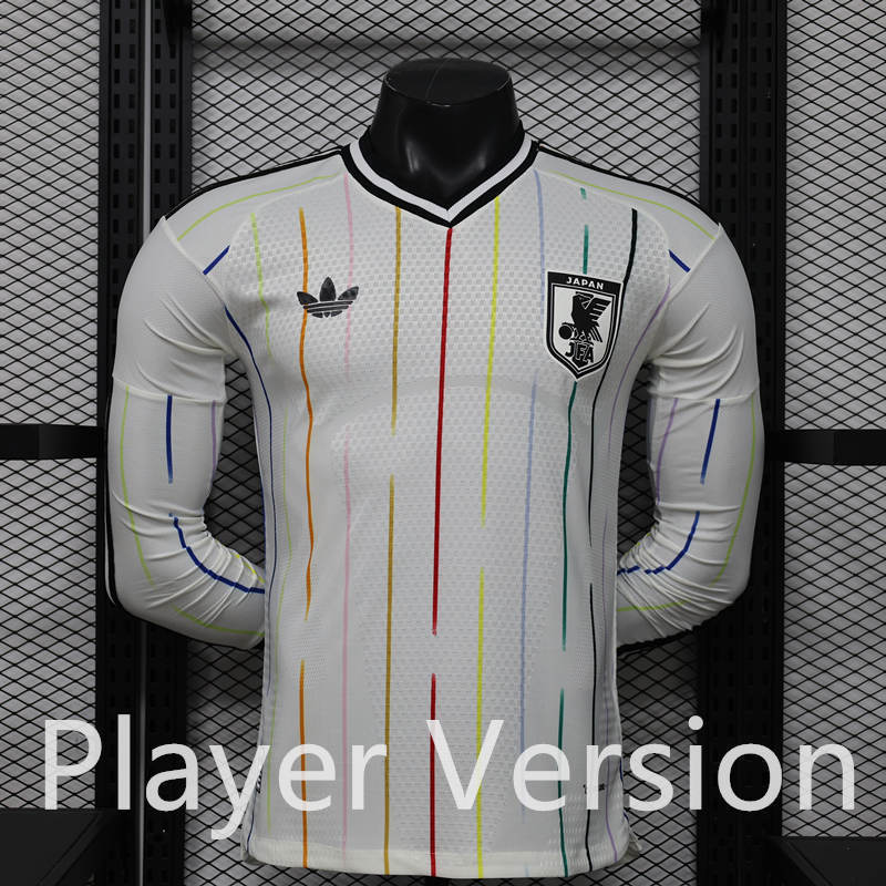 (S-3XL) 26-27 Player Version Japan Away White LS Thailand Soccer Jersey AAA-888