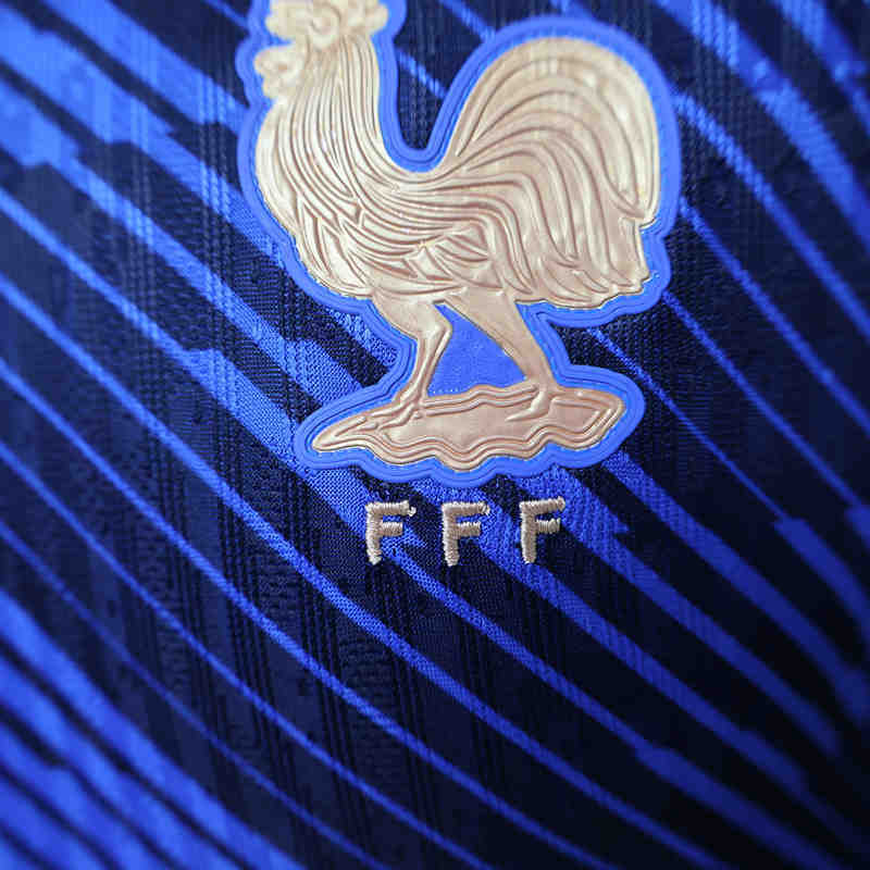 (S-4XL) 26-27 France Star Embroidered Home Blue Thailand Soccer Jersey AAA-888