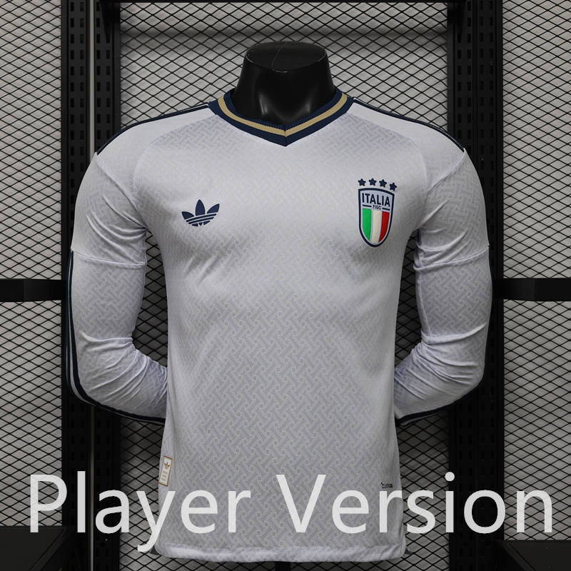 (S-3XL) Player Version 26-27 Italy Away White LS Thailand Soccer Jersey AAA-888