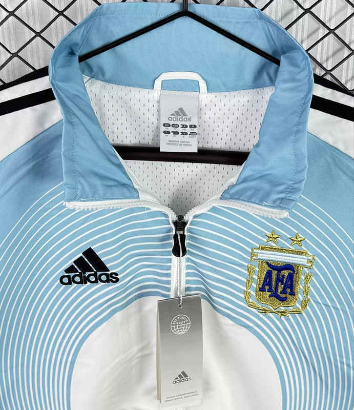 Retro Version 2006 Argentina Light Blue Thailand Soccer Trench Coat With Hat-3257