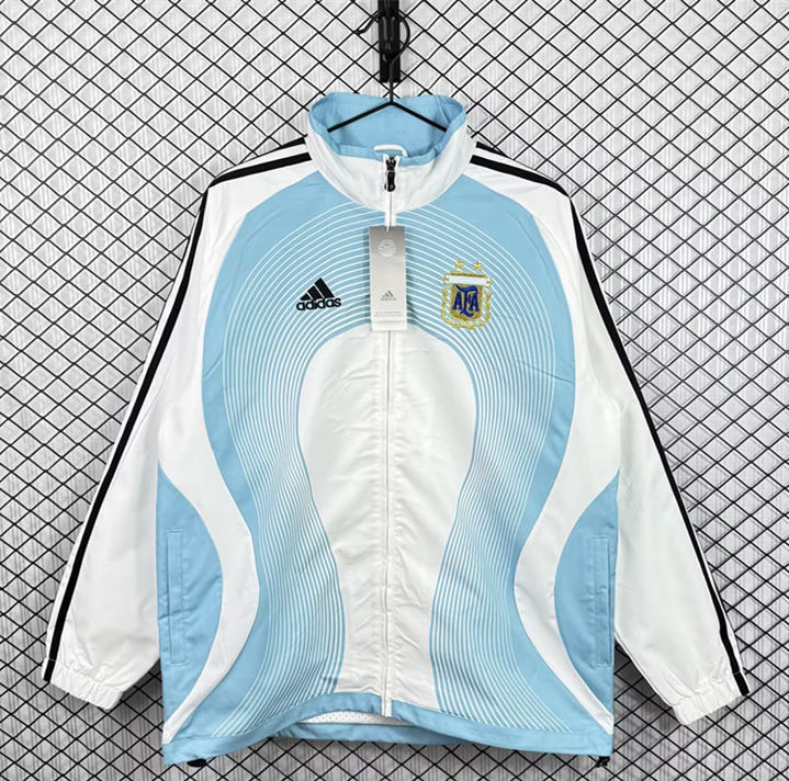 Retro Version 2006 Argentina Light Blue Thailand Soccer Trench Coat With Hat-3257
