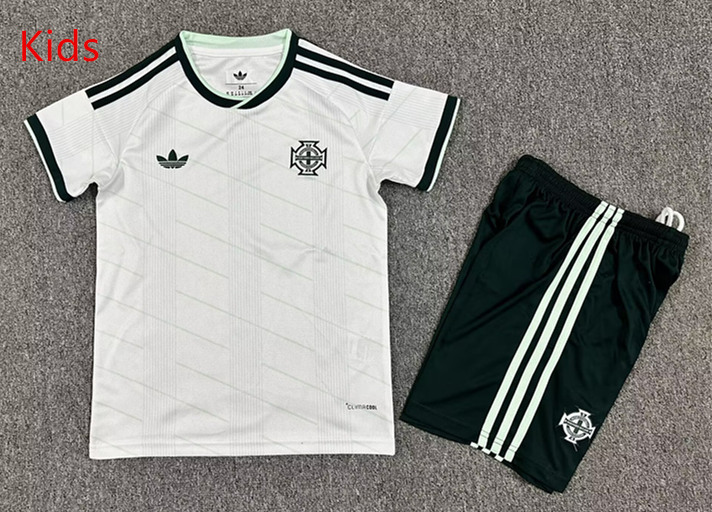 26-27 Northern Ireland Away White Kids/Youth Soccer Uniform-7809