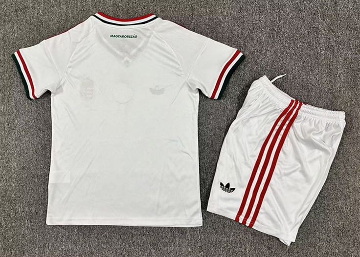 26-27 Hungary Away White Kids/Youth Soccer Uniform-7809
