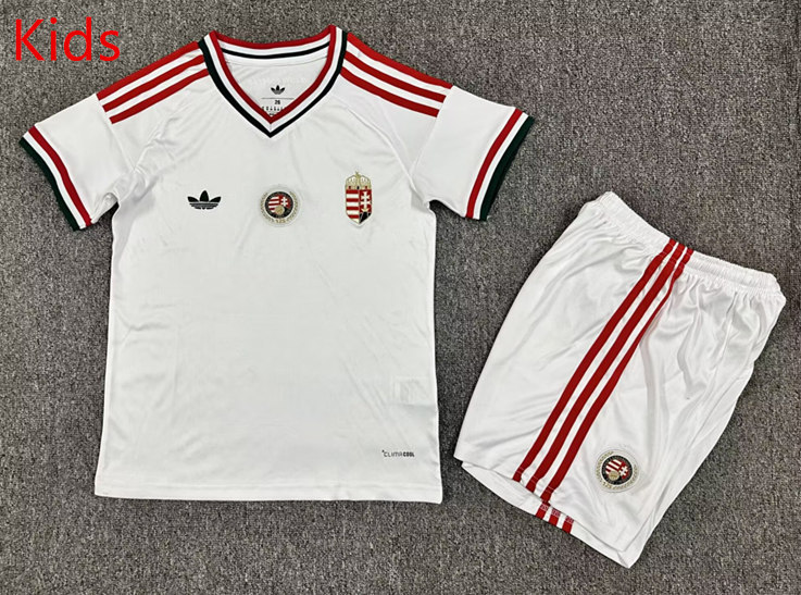 26-27 Hungary Away White Kids/Youth Soccer Uniform-7809
