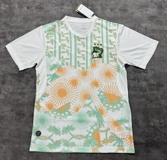 (S-4XL) 26-27 Cote d'Ivoire Away White&Green Thailand Soccer Jersey AAA-4506