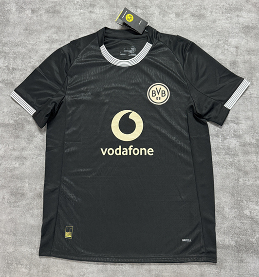 (S-4XL) 26-27 100th Anniversary Borussia Dortmund Black Thailand Soccer Jersey AAA-4506