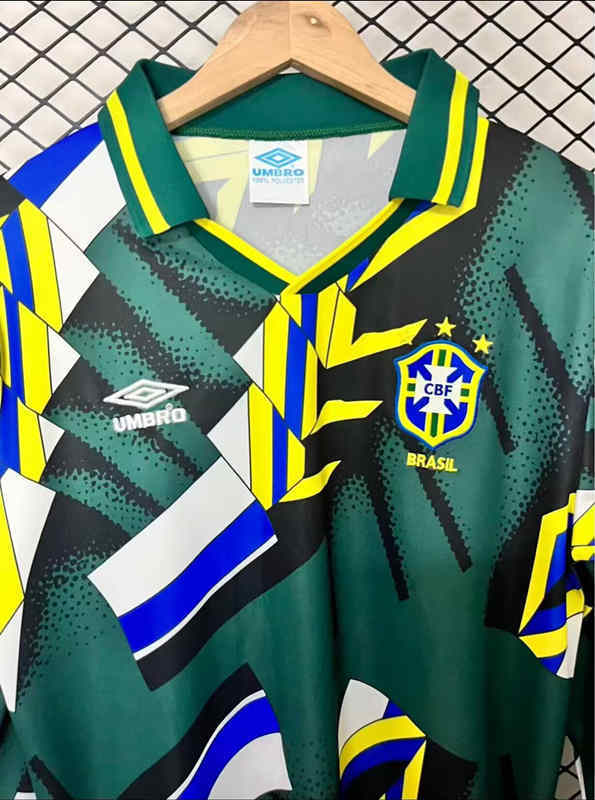 Retro Version 1994 Brazil Black&Green LS Thailand Soccer Jersey AAA-2044