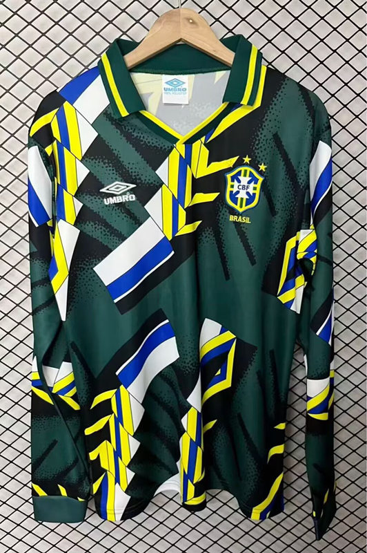 Retro Version 1994 Brazil Black&Green LS Thailand Soccer Jersey AAA-2044
