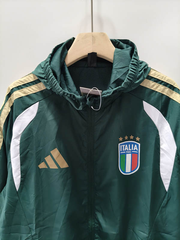 26-27 Italy Dark Green Single-sided Plaid Fabric Thailand Trench Coats With Hat- 0255