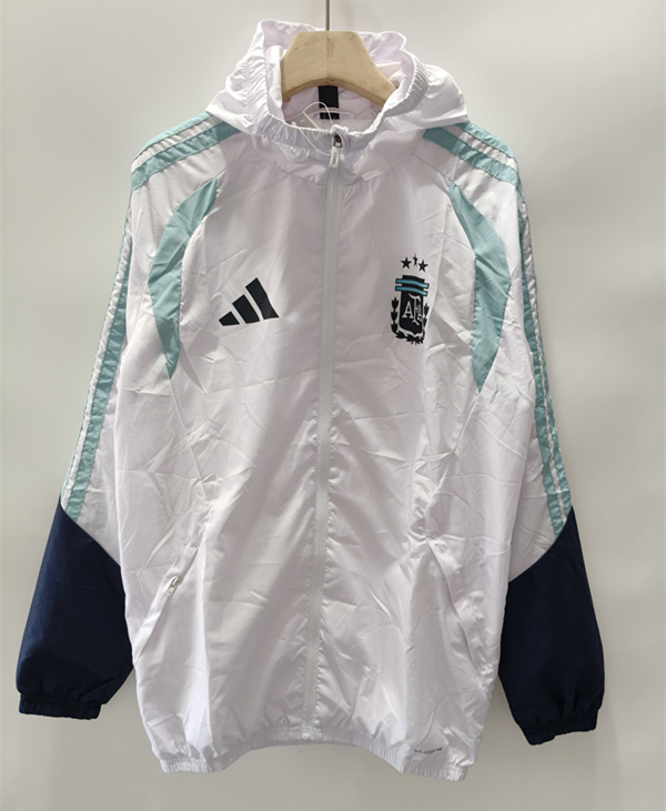 26-27 Argentina Blue&White Plaid Fabric Thailand Soccer Trench Coat -0225
