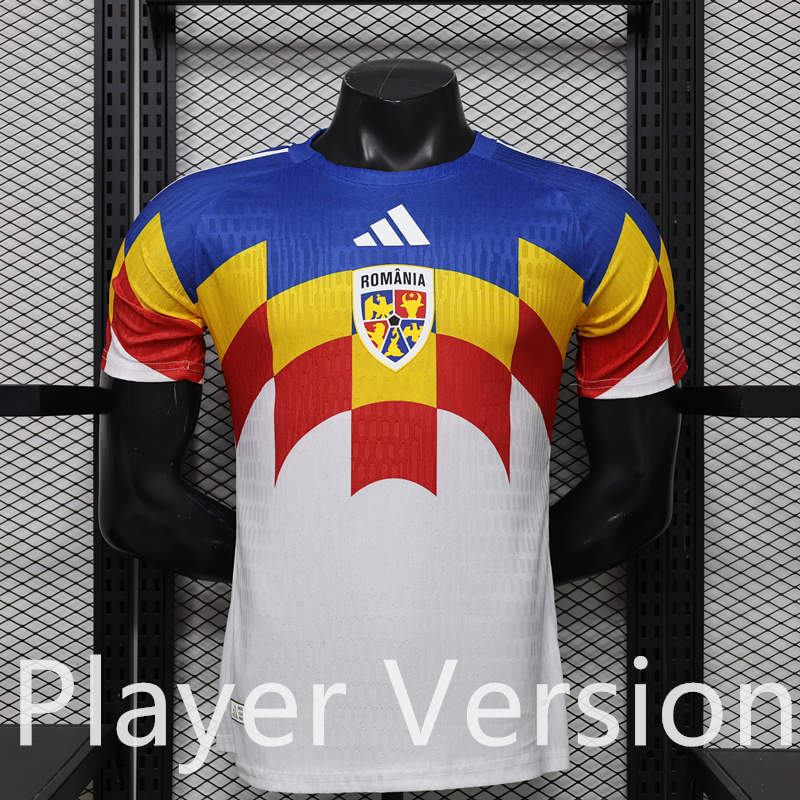 Player Special Version 26-27 Romania White&Blue Thailand Soccer Jersey AAA-888