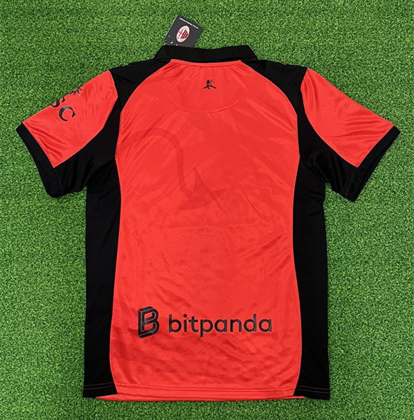 Back view of the 2026 AC Milan away red Thailand soccer jersey, highlighting the smooth rear layout and athletic fit