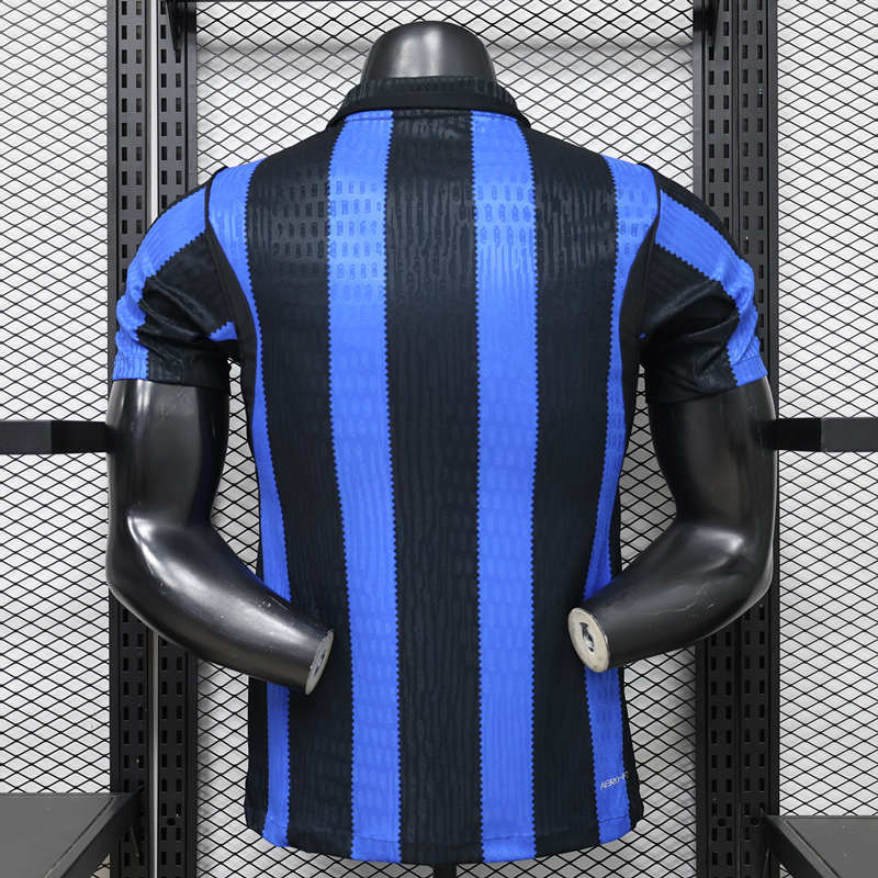 Back view of the Inter Milan inspired home soccer jersey with player fit design