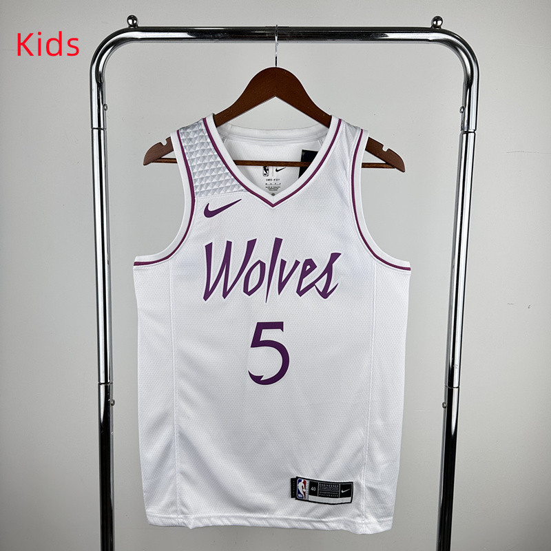 2024 Minnesota Timberwolves White #5 Kids NBA Jersey-311