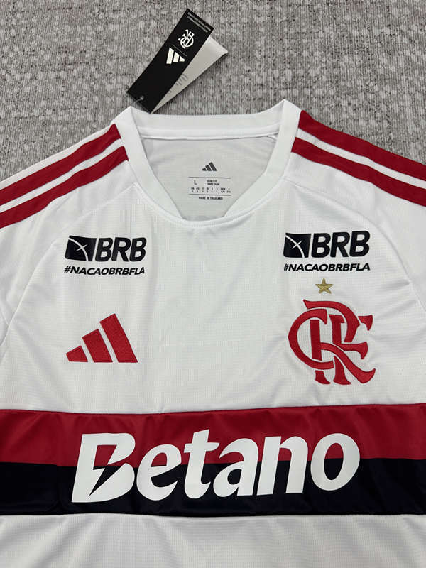 (S-4XL) 26-27 Flamengo Away (Full Advertisement) White Thailand Soccer Jersey AAA-4506