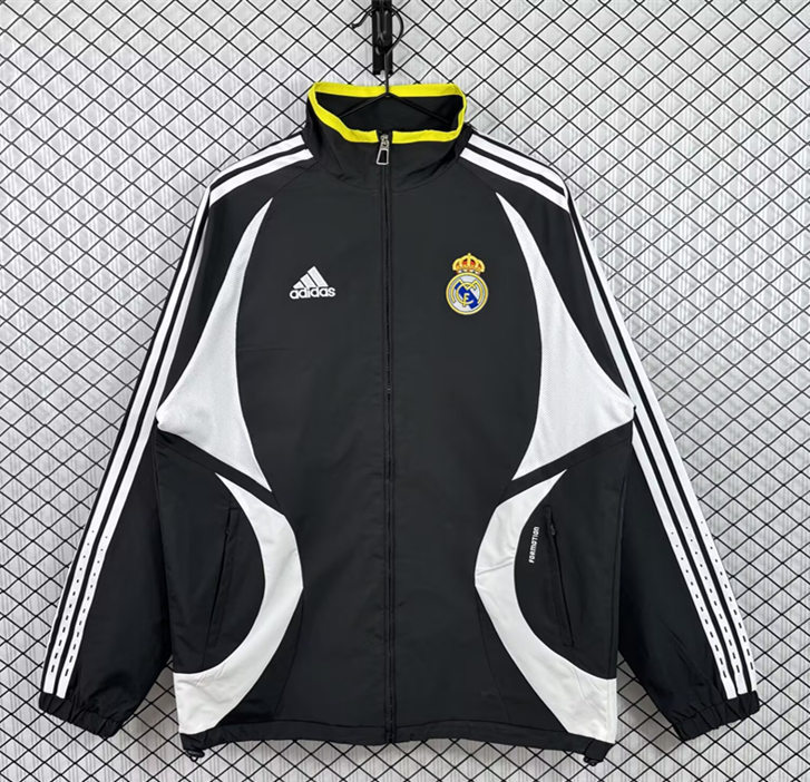 Retro Version 06-07 Real Madrid Black Thailand Trench Coats-3257