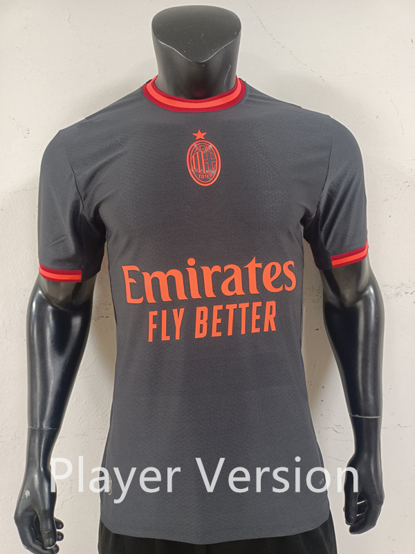 Front view of Player Version 26-27 AC Milan away black soccer jersey with clean modern styling