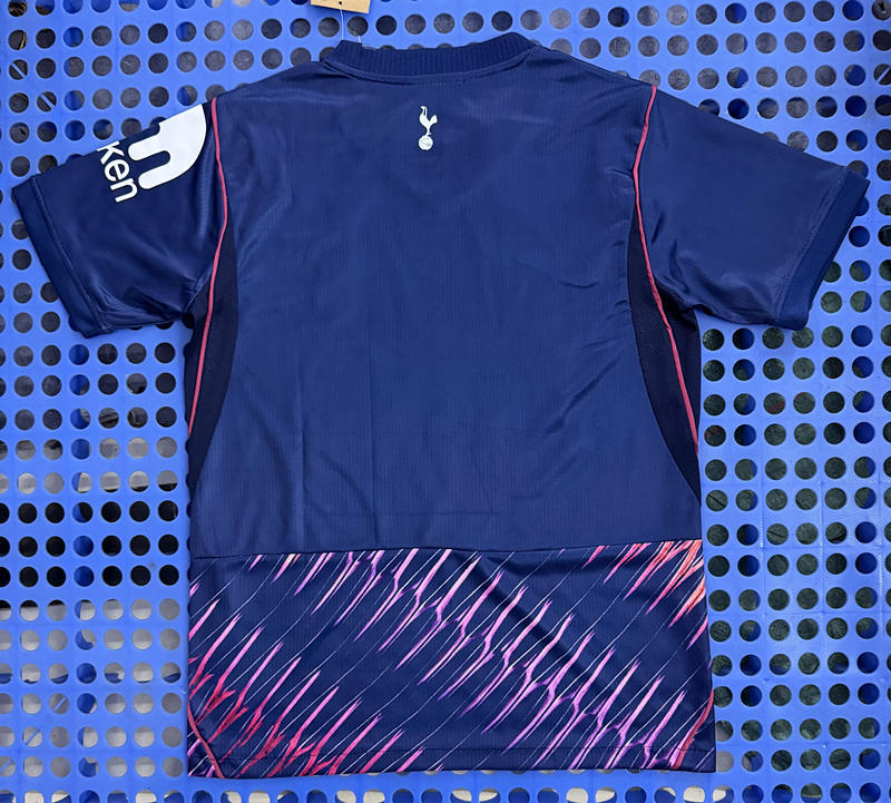 Back view of the blue Tottenham Hotspur away replica jersey showing the full shirt layout