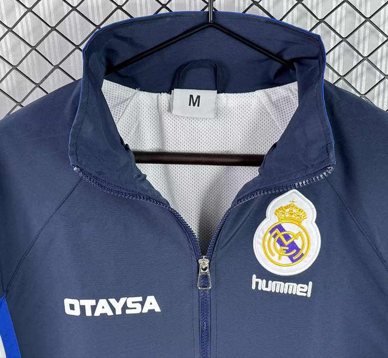 Retro Version 98-99 Real Madrid Blue Thailand Trench Coats-3257