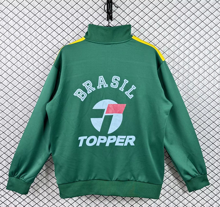 Retro Version 1982 Brazil Away Green Thailand Soccer Jacket-3257