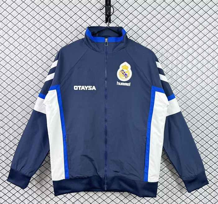 Retro Version 98-99 Real Madrid Blue Thailand Trench Coats-3257