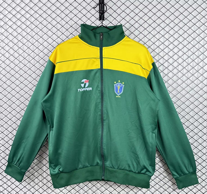 Retro Version 1982 Brazil Away Green Thailand Soccer Jacket-3257