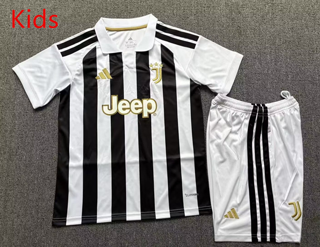 26-27 Juventus Home White&Black Soccer kids Uniform-4714