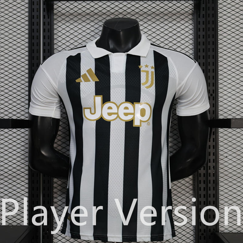 Player Version 26-27 Juventus Home Black&White Thailand Soccer Jersey AAA-888