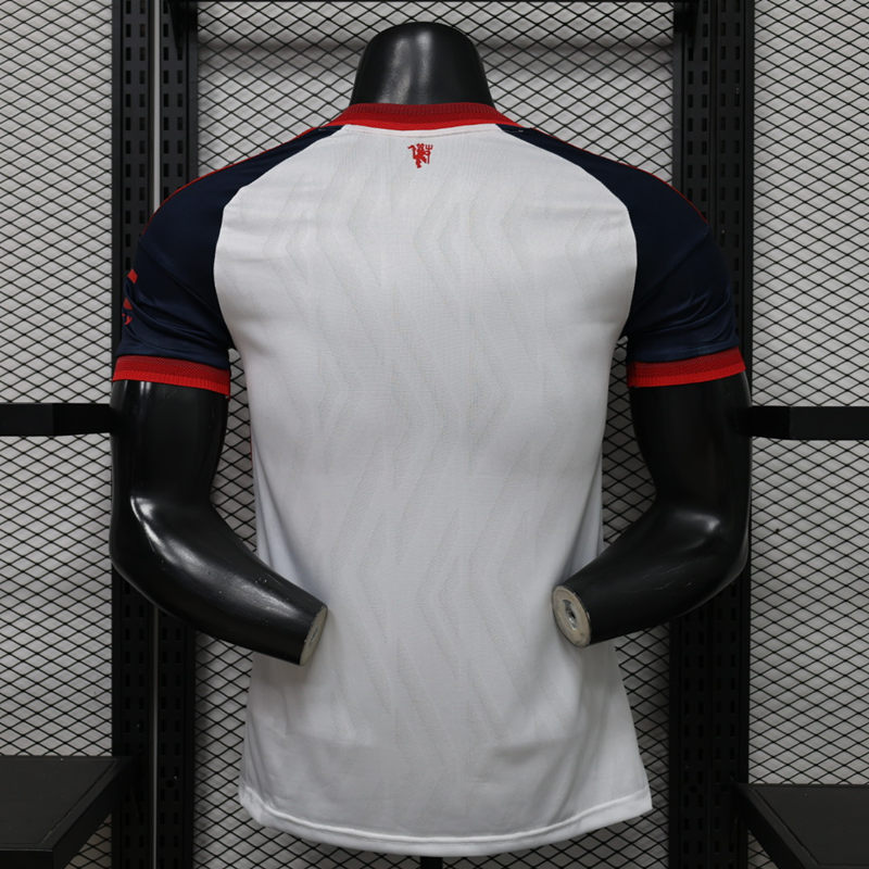 (S-3XL) 26-27 Casual Retro Version Manchester United White&Blue Thailand Soccer Jersey AAA-888