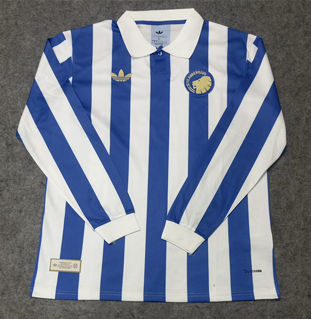 (S-4XL) 150th Anniversary Commemorate Version Copenhagen Blue&White LS Thailand Soccer Jersey AAA-9527