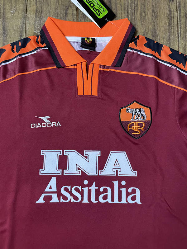 Retro Version 98-99 Roma Home Red LS Thailand Soccer Jersey AAA-SL