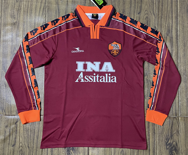 Retro Version 98-99 Roma Home Red LS Thailand Soccer Jersey AAA-SL