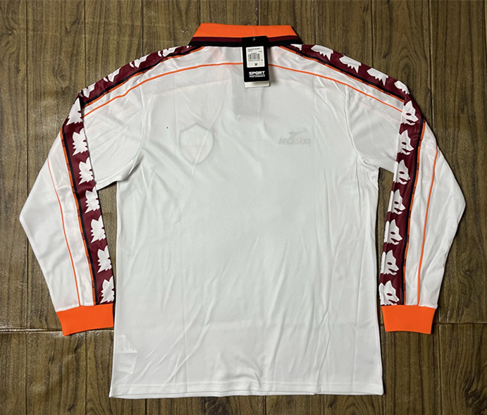 Retro Version 98-99 Roma Away White LS Thailand Soccer Jersey AAA-SL