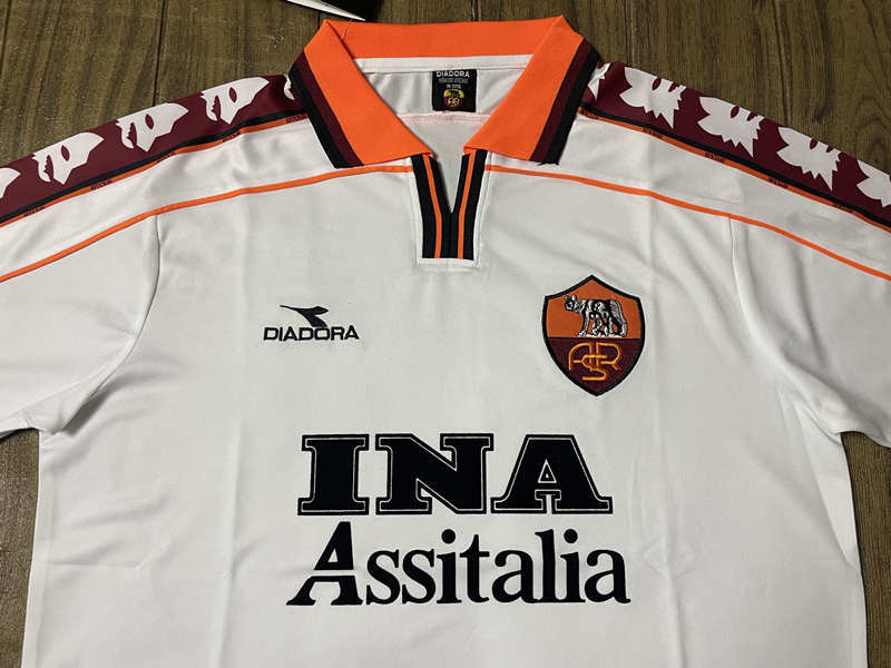 Retro Version 98-99 Roma Away White LS Thailand Soccer Jersey AAA-SL