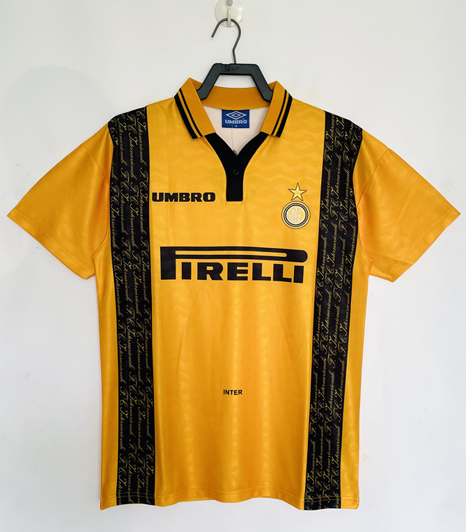 Retro Version 96-97 Inter Milan 2nd Away Yellow Thailand Soccer Jersey AAA-811