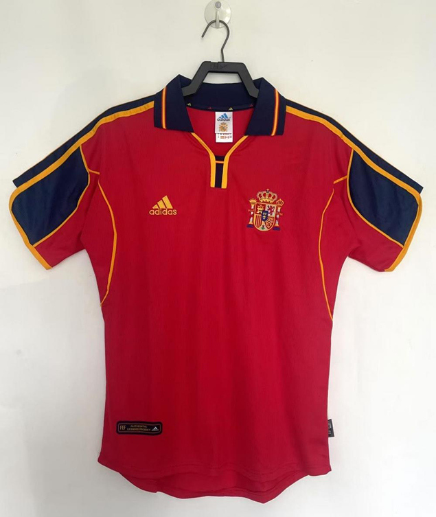 Retro Version 2000 Spain Home Red Thailand Soccer Jersey AAA-811