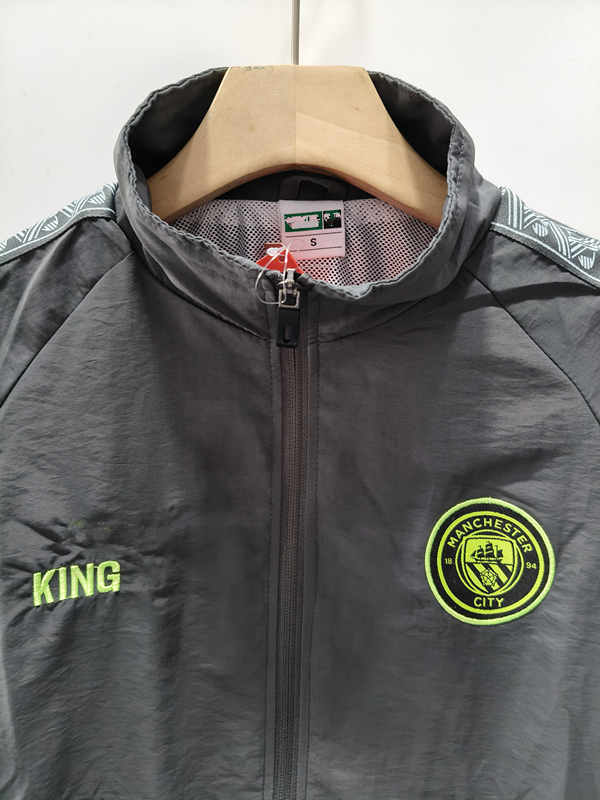 26-27 Manchester City Gray Embroidered Thailand Trench Coats-0255