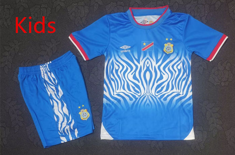 26-27 Congo Home Blue Kid/Youth Soccer Uniform-4714