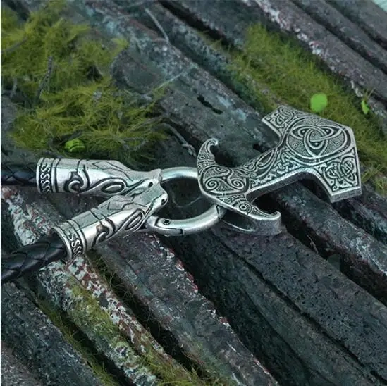 1pcs lanseis viking raven pendant Nordic Pagan men necklace  Raven's Mjolnir hammer