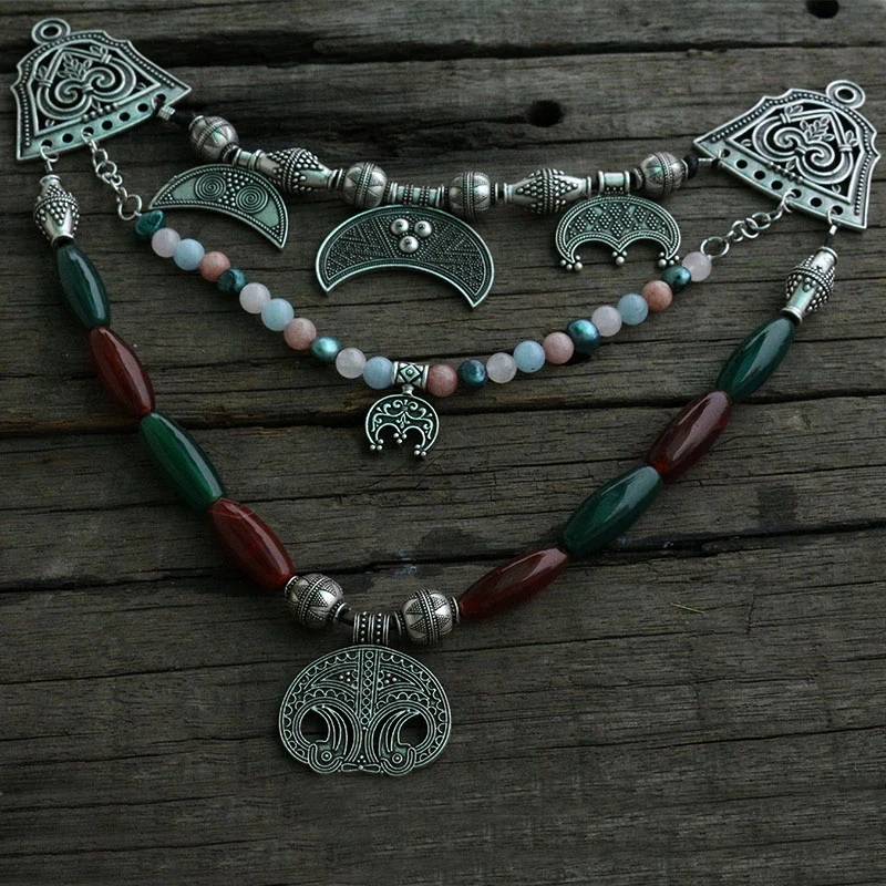 lanseis 1pcs dropshipping slavic jewelry women pendant Ethnic syle necklace Slavic Lunula jewelry
